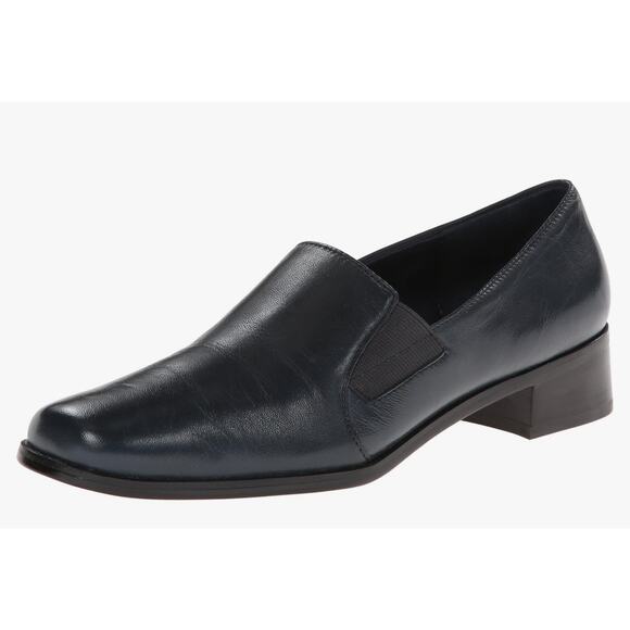 Trotters Women's Ash Loafer – Navy Kid Leather, Size 6.5 W, Comfortable - Picture 1 of 6